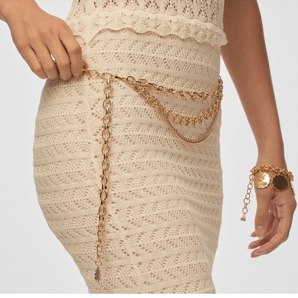 LELE SADOUGHI NWT AUTHENTIC GOLD MIXED-CHAIN CLASSIC CHAIN BELT
